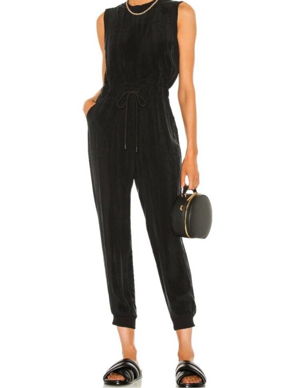 Alice + Olivia Zila Sleeveless Jumpsuit in Black - Size Large